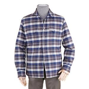 NEW FEDELI men's dylan giacca quilted flannel shirt jacket in brown